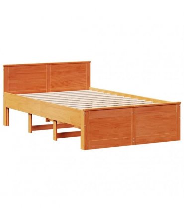 vidaXL Bed Frame without Mattress with Headboard Wax Brown 120x190 cm