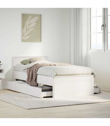 vidaXL Bed Frame without Mattress with Headboard White 90x190 cm