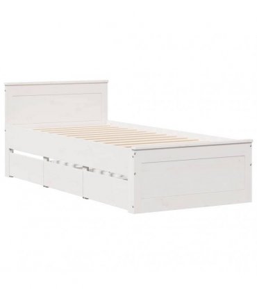 vidaXL Bed Frame without Mattress with Headboard White 75x190 cm