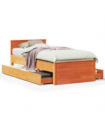 vidaXL Bed Frame without Mattress with Headboard Wax Brown 75x190 cm