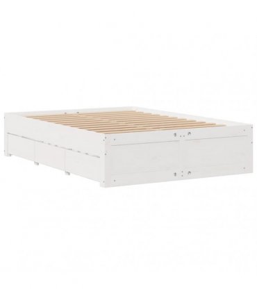 vidaXL Bed Frame without Mattress with Drawers White 150x200 cm