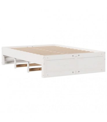 vidaXL Bed Frame without Mattress with Drawers White 150x200 cm
