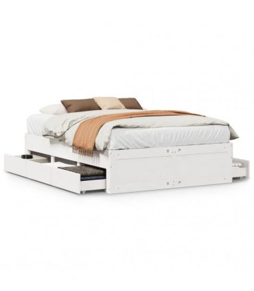 vidaXL Bed Frame without Mattress with Drawers White 140x200 cm