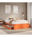 vidaXL Bed Frame without Mattress with Drawers Wax Brown 140x190 cm
