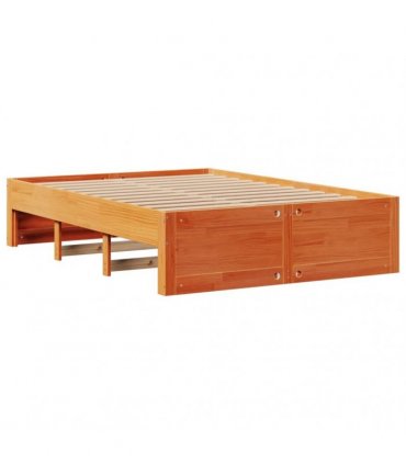 vidaXL Bed Frame without Mattress with Drawers Wax Brown 140x190 cm