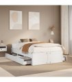 vidaXL Bed Frame without Mattress with Drawers White 135x190 cm