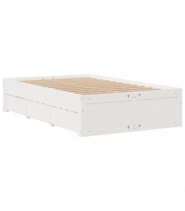 vidaXL Bed Frame without Mattress with Drawers White 135x190 cm