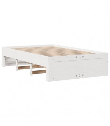 vidaXL Bed Frame without Mattress with Drawers White 135x190 cm