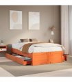 vidaXL Bed Frame without Mattress with Drawers Wax Brown 135x190 cm
