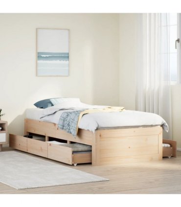 vidaXL Bed Frame without Mattress with Drawers 75x190 cm