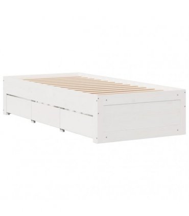 vidaXL Bed Frame without Mattress with Drawers White 75x190 cm