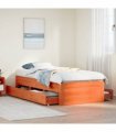 vidaXL Bed Frame without Mattress with Drawers Wax Brown 75x190 cm