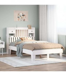 vidaXL Bed Frame without Mattress White 135x190 cm Solid Wood Pine