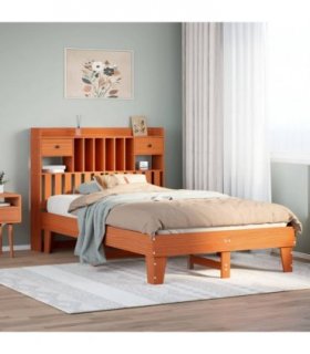 vidaXL Bed Frame without Mattress Wax Brown 135x190 cm Solid Wood Pine