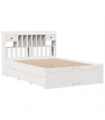 vidaXL Bookcase Bed without Mattress White 150x200 cm Solid Wood Pine