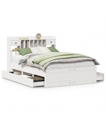 vidaXL Bookcase Bed without Mattress White 140x200 cm Solid Wood Pine