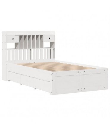 vidaXL Bookcase Bed without Mattress White 135x190 cm Solid Wood Pine