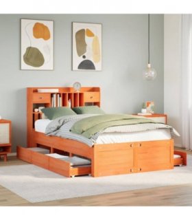 vidaXL Bookcase Bed without Mattress Wax Brown 135x190 cm