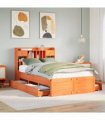 vidaXL Bookcase Bed without Mattress Wax Brown 135x190 cm