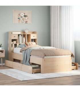 vidaXL Bookcase Bed without Mattress 75x190 cm Solid Wood Pine