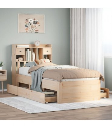 vidaXL Bookcase Bed without Mattress 75x190 cm Solid Wood Pine