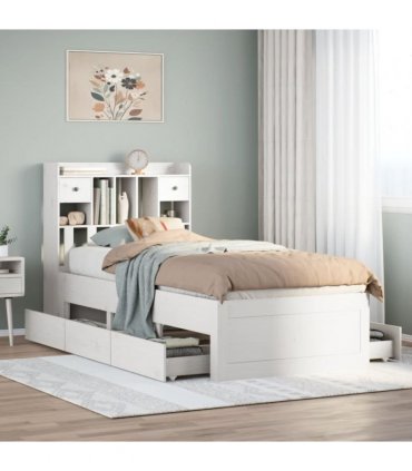 vidaXL Bookcase Bed without Mattress White 75x190 cm Solid Wood Pine