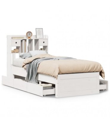 vidaXL Bookcase Bed without Mattress White 75x190 cm Solid Wood Pine