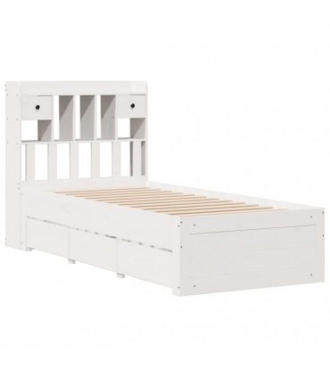 vidaXL Bookcase Bed without Mattress White 75x190 cm Solid Wood Pine