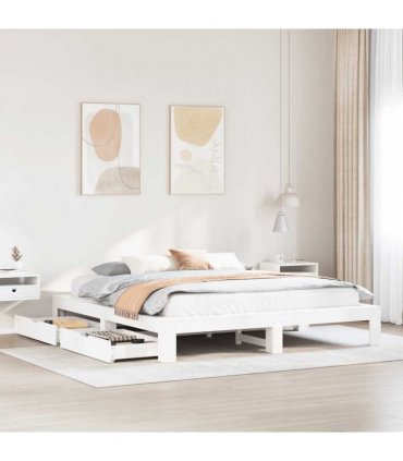 vidaXL Bed Frame without Mattress White 200x200 cm Solid Wood Pine