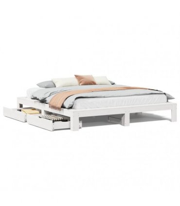 vidaXL Bed Frame without Mattress White 200x200 cm Solid Wood Pine