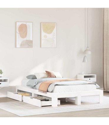 vidaXL Bed Frame without Mattress White 120x200 cm Solid Wood Pine