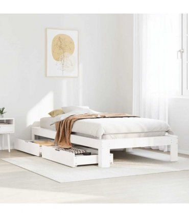 vidaXL Bed Frame without Mattress White 100x200 cm Solid Wood Pine