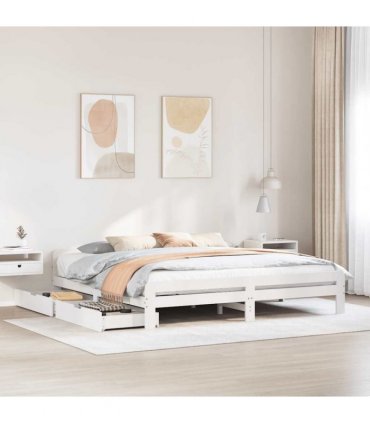 vidaXL Bed frame without Mattress White 200x200 cm Solid Wood Pine