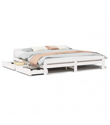 vidaXL Bed frame without Mattress White 200x200 cm Solid Wood Pine