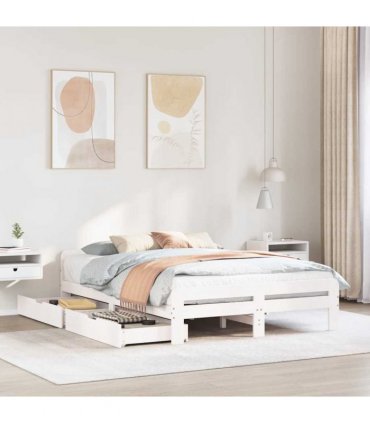 vidaXL Bed frame without Mattress White 140x190 cm Solid Wood Pine