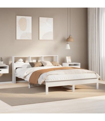 vidaXL Bed Frame without Mattress White 135x190 cm Solid Wood Pine