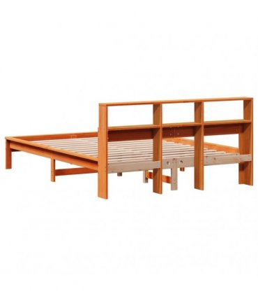 vidaXL Bed Frame without Mattress Wax Brown 135x190 cm Solid Wood Pine