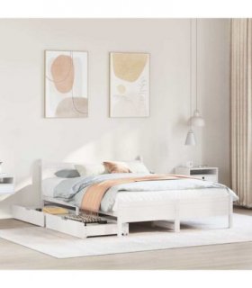 vidaXL Bed Frame without Mattress White 140x190 cm Solid Wood Pine