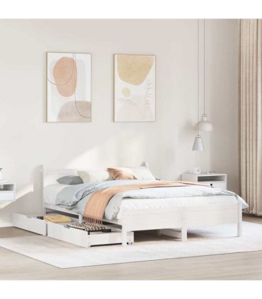 vidaXL Bed Frame without Mattress White 140x190 cm Solid Wood Pine