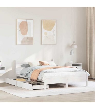 vidaXL Bed Frame without Mattress White 135x190 cm Solid Wood Pine