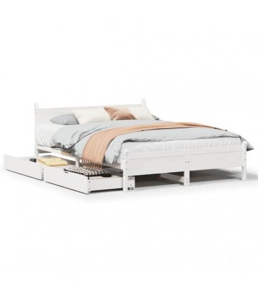 vidaXL Bed Frame without Mattress White 135x190 cm Solid Wood Pine