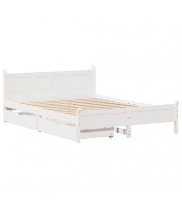 vidaXL Bed Frame without Mattress White 135x190 cm Solid Wood Pine