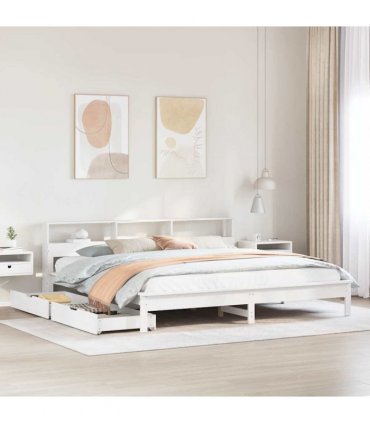 vidaXL Bookcase Bed without Mattress White 200x200 cm Solid Wood Pine