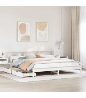 vidaXL Bookcase Bed without Mattress White 180x200 cm Solid Wood Pine
