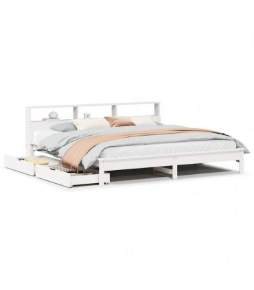 vidaXL Bookcase Bed without Mattress White 180x200 cm Solid Wood Pine