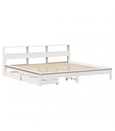 vidaXL Bookcase Bed without Mattress White 180x200 cm Solid Wood Pine