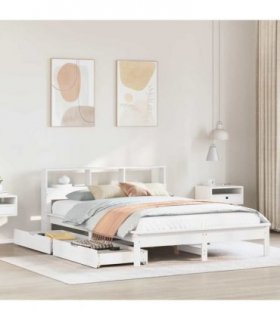 vidaXL Bookcase Bed without Mattress White 150x200 cm Solid Wood Pine