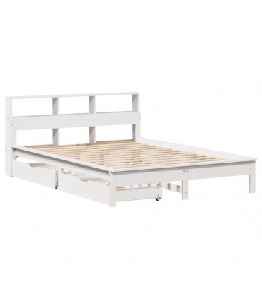 vidaXL Bookcase Bed without Mattress White 140x200 cm Solid Wood Pine