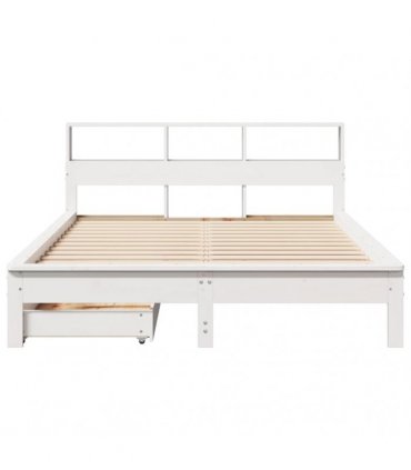 vidaXL Bookcase Bed without Mattress White 140x200 cm Solid Wood Pine