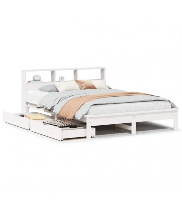 vidaXL Bookcase Bed without Mattress White 135x190 cm Solid Wood Pine